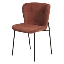 Chaise de Salle à Manger en Velours Côtelé Acajou - Holden - Zago