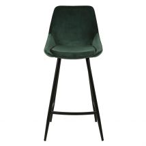 Chaise de Bar en Velours Vert H67cm - Ben - Zago