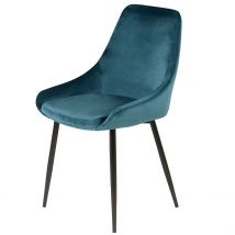Chaise de Salle à Manger en Velours Bleu - Ben - Zago