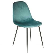 Chaise Salle à Manger en Velours Cotelé Bleu Canard - Julia - Home Déco Factory