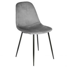 Chaise Salle à Manger en Velours Cotelé Gris - Julia - Home Déco Factory