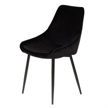 Chaise de Salle à Manger en Velours Noir - Ben - Zago
