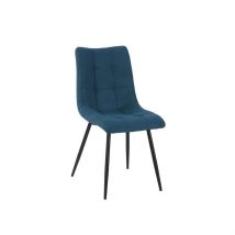 Chaise de Salle à Manger en Tissu Matelassé Bleu Pétrole - Lilly - PG Trading