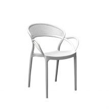Chaise Exterieur Blanche en Plastique Empilable - Sacha - Home Déco Factory