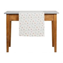 Chemin de Table en Coton Rose et Vert 160x50cm - Louise - Comptoir de Famille