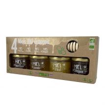 Coffret 4 Miels D'origine Bio et Français - Idée Cadeau - Savor & Sens