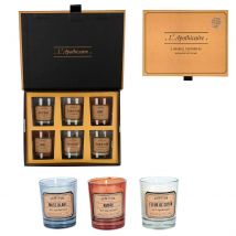 Coffret de 6 Bougies Parfumée Musc Blanc, Fleur de Coton et Ambre 6h - Apothicaire - Home Déco Factory