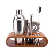 Coffret de Cocktail en Acier Argenté et Bambou - Home Déco Factory