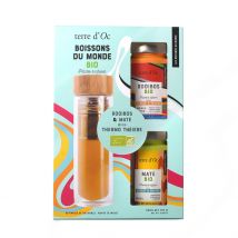 Coffret The Mate et Rooibos Mangue Passion avec Gourde en Verre - Idée Cadeau - Terre D'Oc