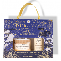 Coffret Cadeau Parfum D'ambiance 100ml et Bougie Parfumée 180g Fleur de Coton - Durance