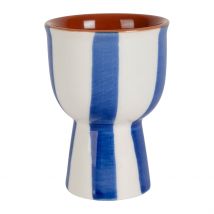 Coquetier en Grès Rayé Indigo et Blanc D4.5cm - Alaria - SEMA Design