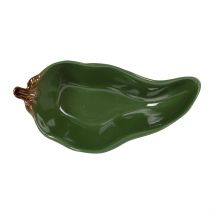 Coupelle en Forme de Piment en Grès Vert 18x8cm - Côté Table
