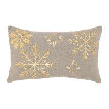 Housse de Coussin en Coton Gris et Doré 50x30cm - Flocon - Côté Table