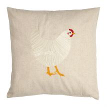 Coussin en Coton Naturel et Brun 45x45cm - à La Ferme - Comptoir de Famille