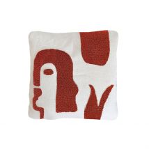 Coussin en Coton Naturel et Terracotta 40x40cm - Opjet