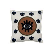 Coussin en Coton Oeil Protecteur Marron 40x40cm - Influence - Opjet