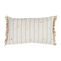 Coussin en Lin Beige et Blanc 30x50cm - Louise - Comptoir de Famille