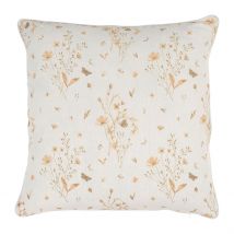 Coussin en Lin Fleur Des Champs Rose et Blanc 45x45cm - Louise - Comptoir de Famille