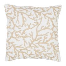Housse de Coussin Motif Coreil Blanc et Beige 45x45cm - Estran - Côté Table
