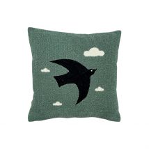 Coussin Oiseau en Coton Bleu Canard 40x40cm - Influence - Opjet