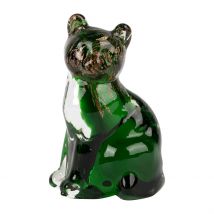 Deco Chat en Verre Vert et Doré - Félin - Côté Table