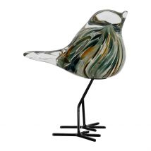 Deco Moineau en Verre Émeraude et Doré - Serin - Côté Table