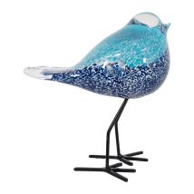 Déco Moineau en Verre et Fer Bleu - Serin - Côté Table
