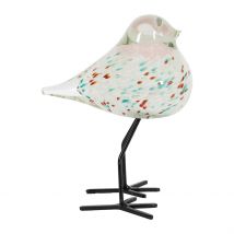 Déco Moineau en Verre et Fer Vert et Rose - Serin - Côté Table
