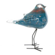 Déco Moineau Serin Blanc et Bleu 13X8H15cm - Côté Table