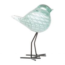 Déco Moineau Serin Vert d'Eau en Verre - Côté Table