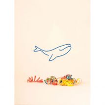 The Line - Deco Murale en Acier Bleu 30x15cm - Baleine - Idée Cadeau