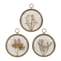 Déco Murale Médaillon en Fer (x3) Fleurs Séchées - Comptoir de Famille
