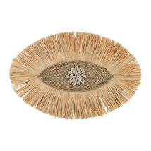 Déco Murale Œil en Jonc de Mer et Coquillage Naturel - Cauri - SEMA Design
