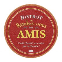 Dessous de Plat en Liège Rouge et Jaune D20cm - Bistrot Des Amis - Natives