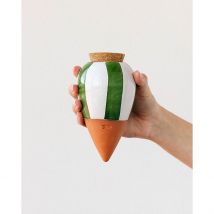 Diffuseur d'Eau en Argile Raye Vert et Blanc 25cl - Olla - Pepin