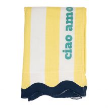 Drap de Plage en Coton Rayé Jaune et Bleu 170x85cm - Medi - SEMA Design
