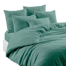 Drap Housse en Lin et Coton Celadon 140x200cm - Limy - Haomy