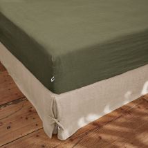 Drap Housse en Lin Lavé Thym 160x200cm - Soline - L'effet Papillon