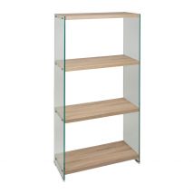 Étagère 3 Niveaux en Verre Trempé et Bois H165cm - Adela - Singulier