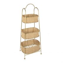 Étagère 3 Paniers en Jute et Fer Doré H104cm - Réserve - Comptoir de Famille