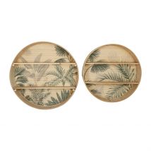 Étagère Murale 2 Niveaux (x2) en Bambou Kaki et Naturel - Papaye - SEMA Design