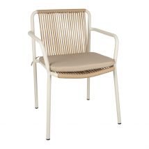 Fauteuil d'Extérieur avec Coussin en Tissu Beige et Blanc - Ajay - SEMA Design