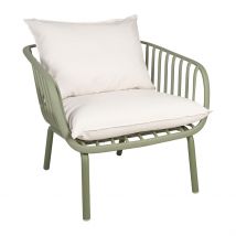 Fauteuil d'Extérieur Kaki avec 2 Coussins en Tissu Blanc - Lumi - SEMA Design