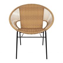 Fauteuil de Jardin Rond Effet Cannage Naturel - Malaya - SEMA Design