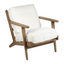 Fauteuil en Coton Blanc et Chêne - Laureli - Côté Table