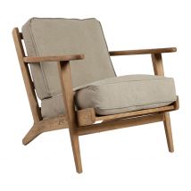 Fauteuil en Coton Gris et Chêne - Laureli - Côté Table
