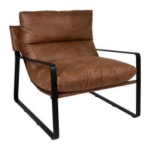 Fauteuil en Simili-cuir Brun et Fer Noir - Torsten - Singulier