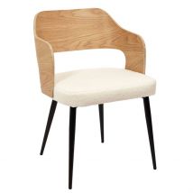 Fauteuil en Tissu Bouclette et Dossier Bois -Loki - Home Déco Factory