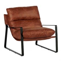 Fauteuil en Tissu Imitation Cuir Havane - Torsten - Casita