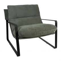 Fauteuil en Tissu Kaki et Fer Noir - Torsten - Singulier